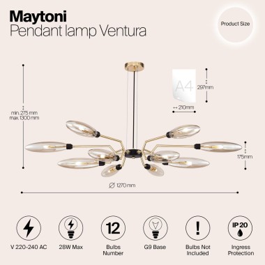Подвесная люстра Maytoni Ventura MOD012CL-12G &mdash; svetrussia.ru
