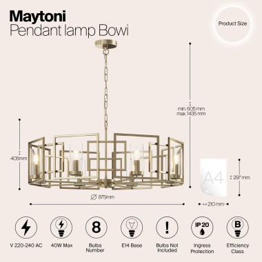 Подвесная люстра Maytoni Bowi H009PL-08G &mdash; svetrussia.ru