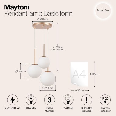 Подвесной светильник Maytoni Basic form MOD321PL-03G1 &mdash; svetrussia.ru