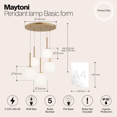 Подвесная люстра Maytoni Basic form MOD321PL-05G1 &mdash; svetrussia.ru