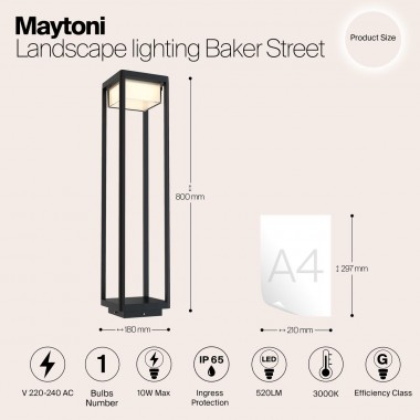 Ландшафтный светодиодный светильник Maytoni Baker Street O021FL-L10B3K &mdash; svetrussia.ru