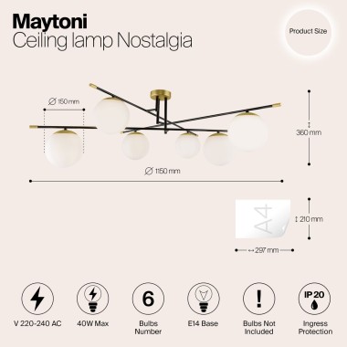 Потолочная люстра Maytoni Nostalgia MOD048CL-06G &mdash; svetrussia.ru