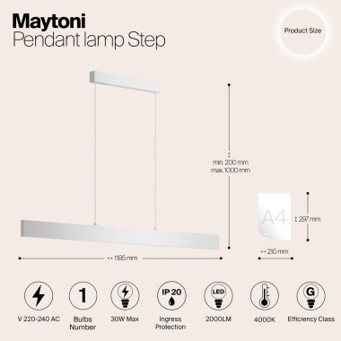 Подвесной светодиодный светильник Maytoni Step P010PL-L30W4K &mdash; svetrussia.ru
