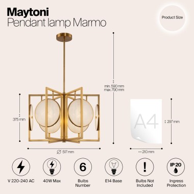 Подвесная люстра Maytoni Marmo MOD099PL-06G &mdash; svetrussia.ru