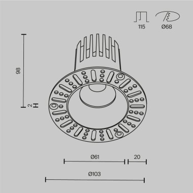 Встраиваемый светильник Maytoni Technical Dip DL121-15W-4K-TRS-W &mdash; svetrussia.ru