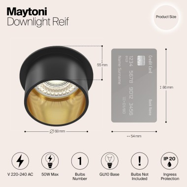 Встраиваемый светильник Maytoni Technical Reif DL050-01GB &mdash; svetrussia.ru