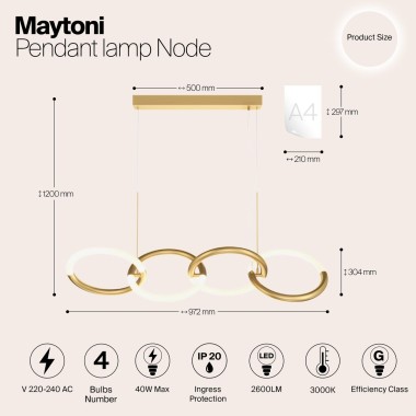 Подвесной светодиодный светильник Maytoni Node MOD165PL-L40G3K &mdash; svetrussia.ru