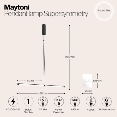 Подвесной светодиодный светильник Maytoni Supersymmetry P096PL-L11BK &mdash; svetrussia.ru