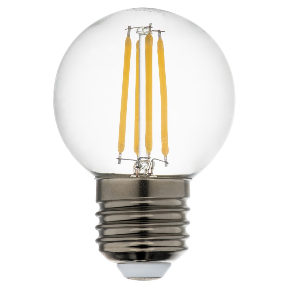 Лампа светодиодная филаментная Lightstar LED Filament E27 6W 4000K шар прозрачный 933824 фото 1 &mdash; svetrussia.ru