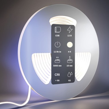 Светодиодная влагозащищенная лента Maytoni 12W/m 384LED/m COB дневной белый 5M 201079 &mdash; svetrussia.ru