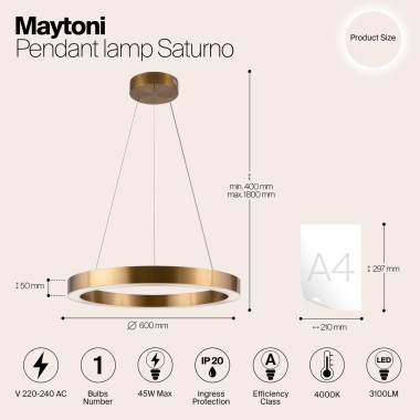Подвесная светодиодная люстра Maytoni Saturno MOD415PL-L45BS4K &mdash; svetrussia.ru