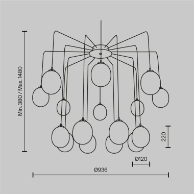 Подвесная люстра Maytoni Branch MOD176PL-16G &mdash; svetrussia.ru