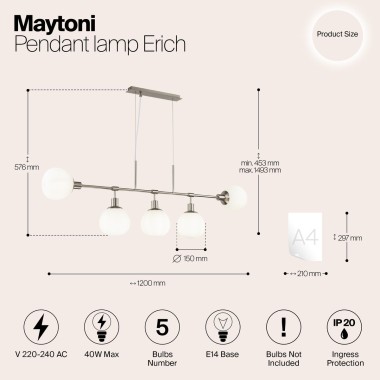 Подвесная люстра Maytoni Erich MOD221-PL-05-N &mdash; svetrussia.ru