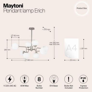 Подвесная люстра Maytoni Erich MOD221-PL-08-N &mdash; svetrussia.ru