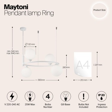 Подвесная люстра Maytoni Ring MOD013PL-04W &mdash; svetrussia.ru