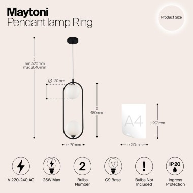 Подвесной светильник Maytoni Ring MOD013PL-02B &mdash; svetrussia.ru