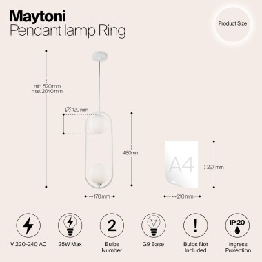 Подвесной светильник Maytoni Ring MOD013PL-02W &mdash; svetrussia.ru