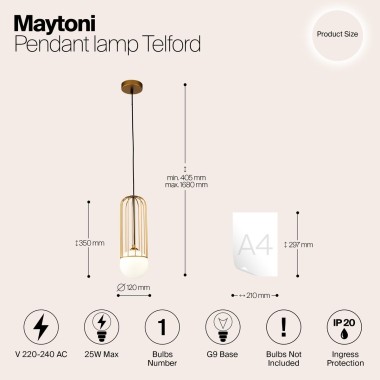 Подвесной светильник Maytoni Telford P361PL-01G &mdash; svetrussia.ru