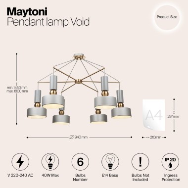 Подвесная люстра Maytoni Void MOD030PL-06GR &mdash; svetrussia.ru