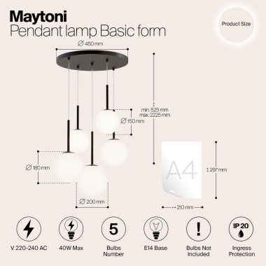 Подвесная люстра Maytoni Basic form MOD321PL-05B &mdash; svetrussia.ru