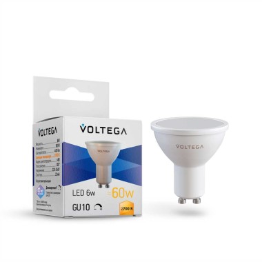 Лампа светодиодная диммируемая Voltega GU10 5W 2700K матовая 7238 &mdash; svetrussia.ru
