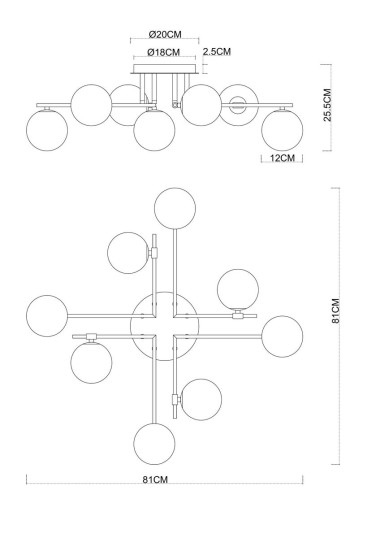 Потолочная люстра Arte Lamp Gemini A2243PL-8BK &mdash; svetrussia.ru