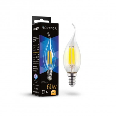 Лампа светодиодная Voltega E14 6W 3000K прозрачная 7209 &mdash; svetrussia.ru