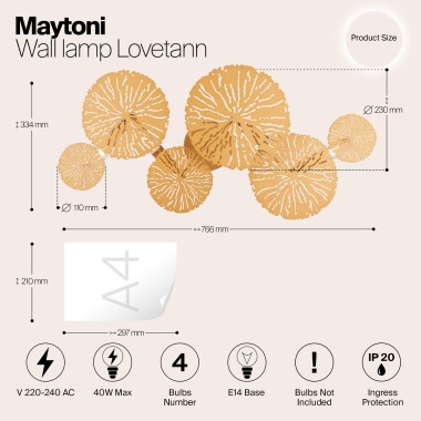 Настенный светильник Maytoni Lovetann MOD082WL-04G &mdash; svetrussia.ru