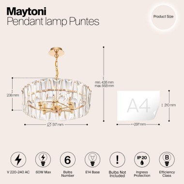 Подвесная люстра Maytoni Puntes MOD043PL-06G &mdash; svetrussia.ru