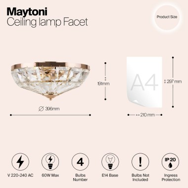 Потолочный светильник Maytoni Facet MOD094CL-04G &mdash; svetrussia.ru