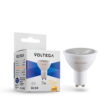 Лампа светодиодная Voltega GU10 7W 2700K прозрачная 7252 &mdash; svetrussia.ru