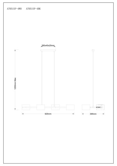 Подвесная люстра Arte Lamp Sebastian A7051SP-4BK &mdash; svetrussia.ru