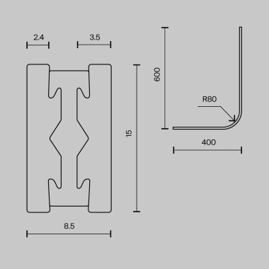Коннектор радиусный для шинопровода Maytoni Technical Flarity TRX154-RC80-B &mdash; svetrussia.ru