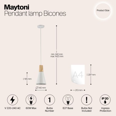 Подвесной светильник Maytoni Bicones P359-PL-140-W &mdash; svetrussia.ru