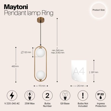 Подвесной светильник Maytoni Ring MOD013PL-02BS1 &mdash; svetrussia.ru